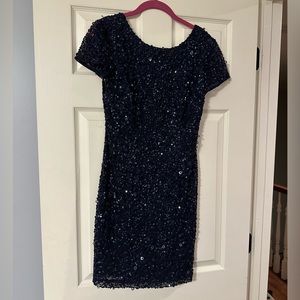 Adrianna Pappell Navy Sequin cocktail dress
